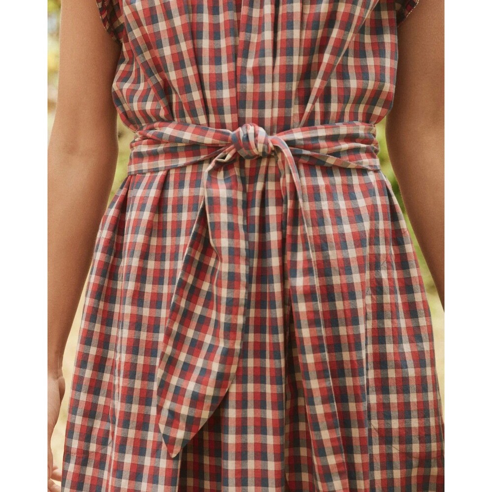 The Great The Holly Knoll Maxi Dress Smocked Plaid Printed Short Sleeve L 286111 - Picture 3 of 12